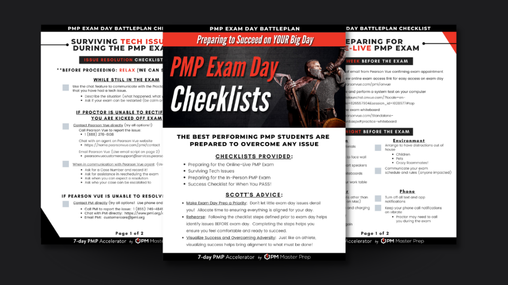 Be 100% ready to pass the PMP Exam with the Exam Day Checklist by PM Master Prep.